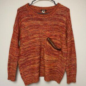 Kerisma Women's Crewneck Sweater Red Flame Color with Pocket Detail size S/M